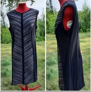 Slimming knit sheath Dress 12 black grey panels RM Richards